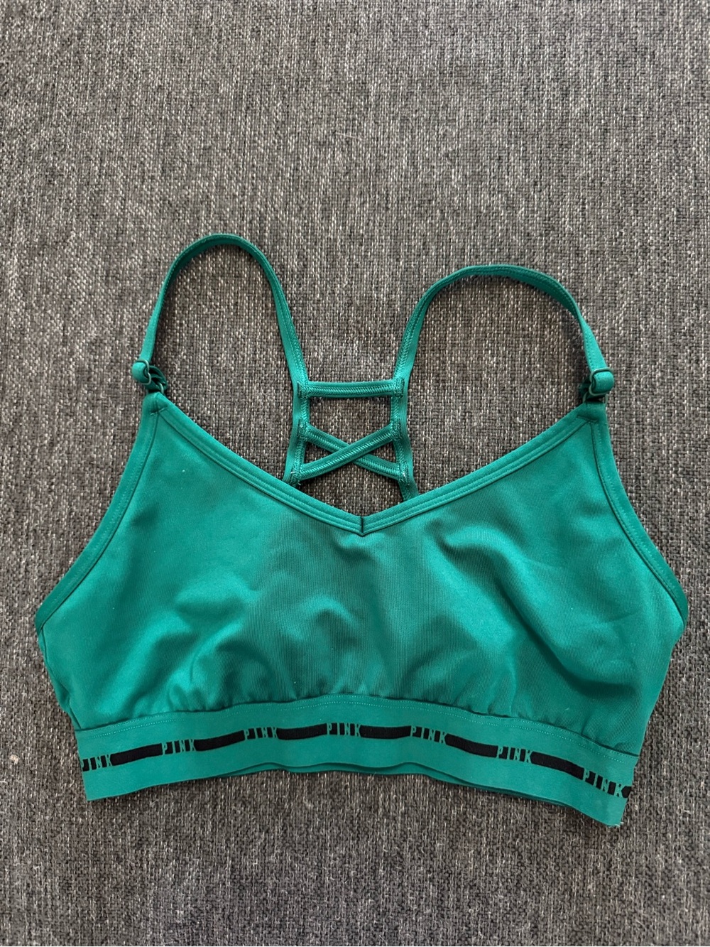 Green Strappy Victoria secret pink active bra size Medium super cute